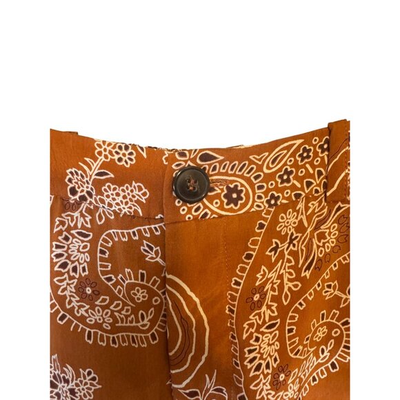 2/$30 ZARA XS Paisley Print Wide Leg Pants Rust/Brown Bohemian Style - Picture 5 of 15